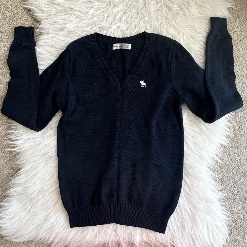 Vintage Abercrombie Kids Boys And Girls Navy V Neck Sweater Sz Large 14